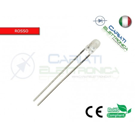 10 PZ Led 3mm Rossi Rosso 6000mcd alta luminositàGenerico
