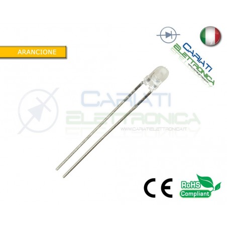 10 pz Led Arancio Arancioni 3mm 8000mcd altissima luminosità