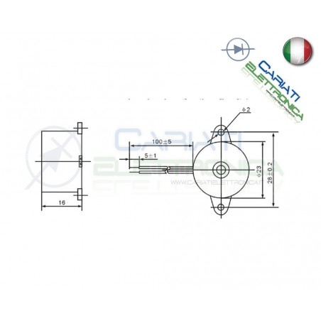 Cicalino Buzzer attivo 3V 5V 12V 24V Oscillatore Integrato Diametro 23mm Generico