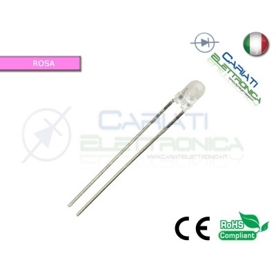 10 pz Led 3mm Rosa Pink 8000mcd alta luminositàGenerico