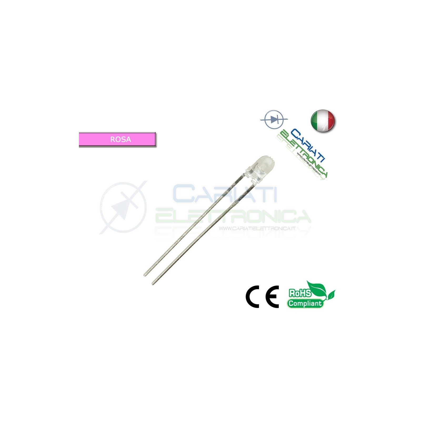 500 pz Led 3mm Rosa Pink 8000mcd alta luminositàGenerico