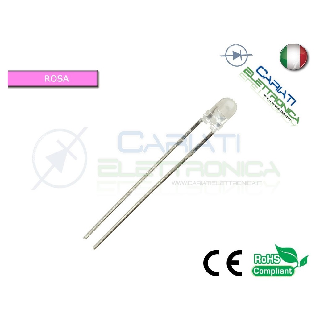 500 pz Led 3mm Rosa Pink 8000mcd alta luminositàGenerico