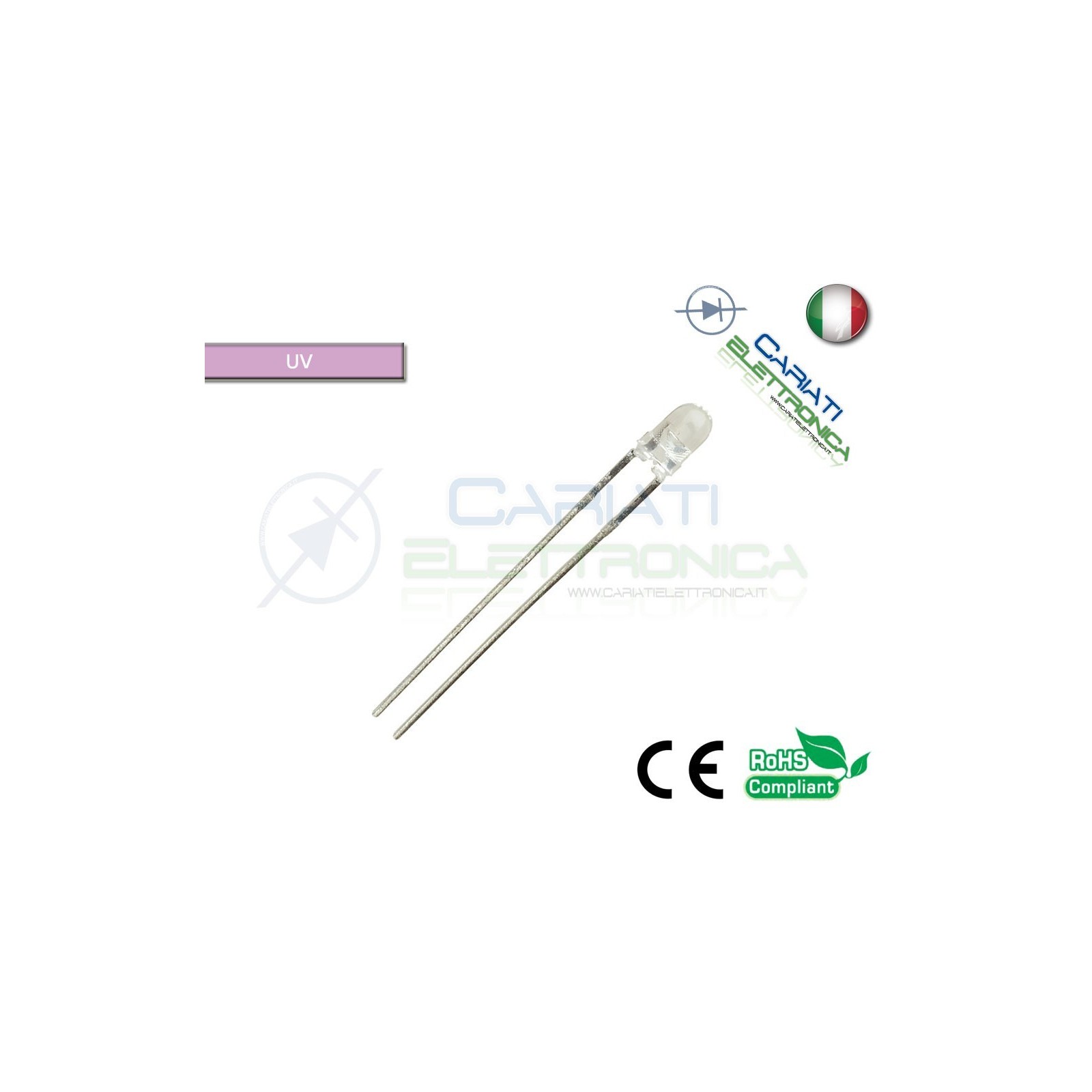 20 pz Led 3mm UV ULTRAVIOLETTO 4000mcd alta luminostitàGenerico
