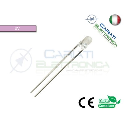 50 pz Led 3mm UV ULTRAVIOLETTO 4000mcd alta luminostitàGenerico