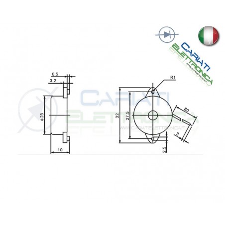 Cicalino Buzzer attivo 5V 12V 24V Oscillatore Integrato Diametro 23mm