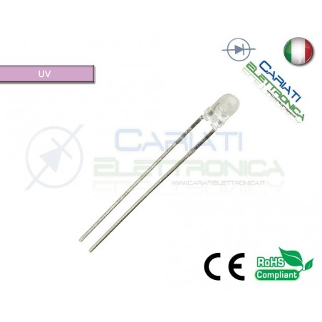 1000 pz Led 3mm UV ULTRAVIOLETTO 4000mcd alta luminostitàGenerico