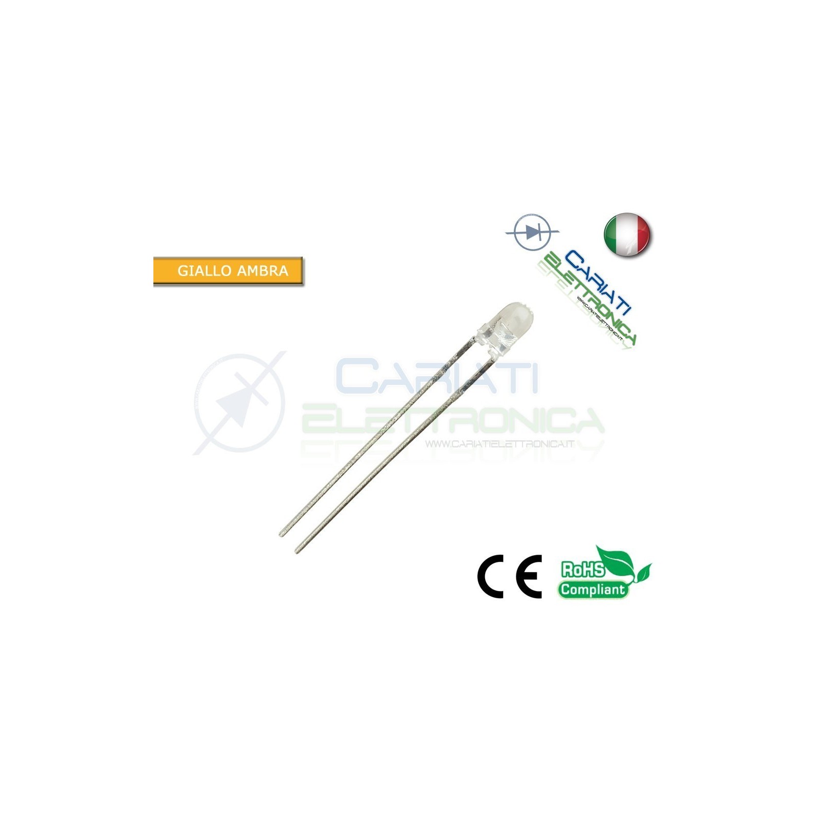 100 pz Led 3mm Giallo Ambra Gialli 5000mcd alta luminosità