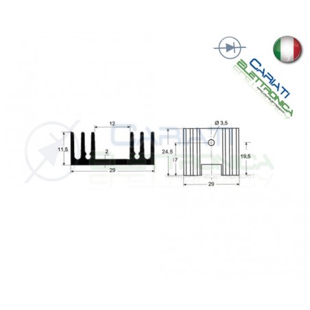 Dissipatore Aletta Raffreddamento Alluminio TO220 29x24,5x11,5 mm