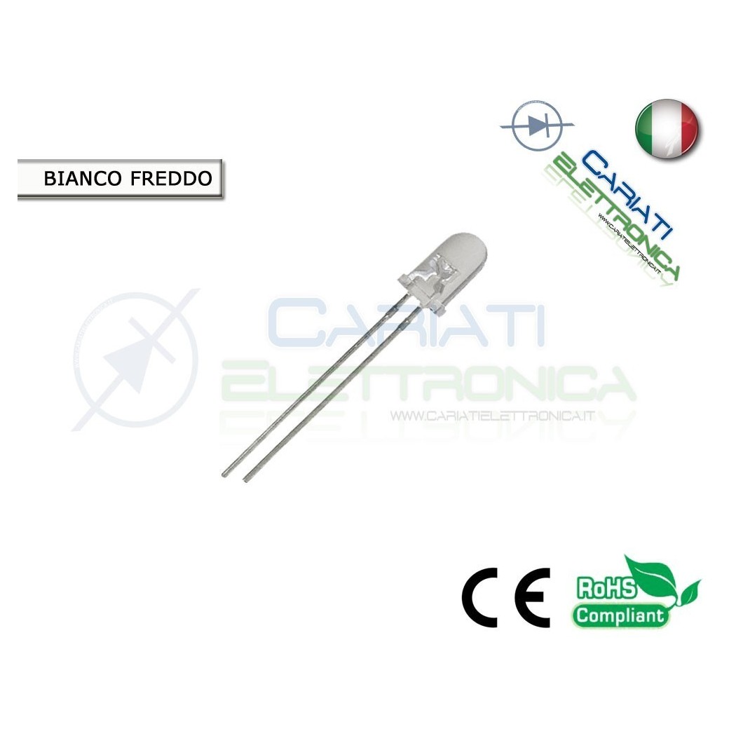 500 pz DIODI LED BIANCHI WHITE SUPERBRIGHT 20000mcd 5mm