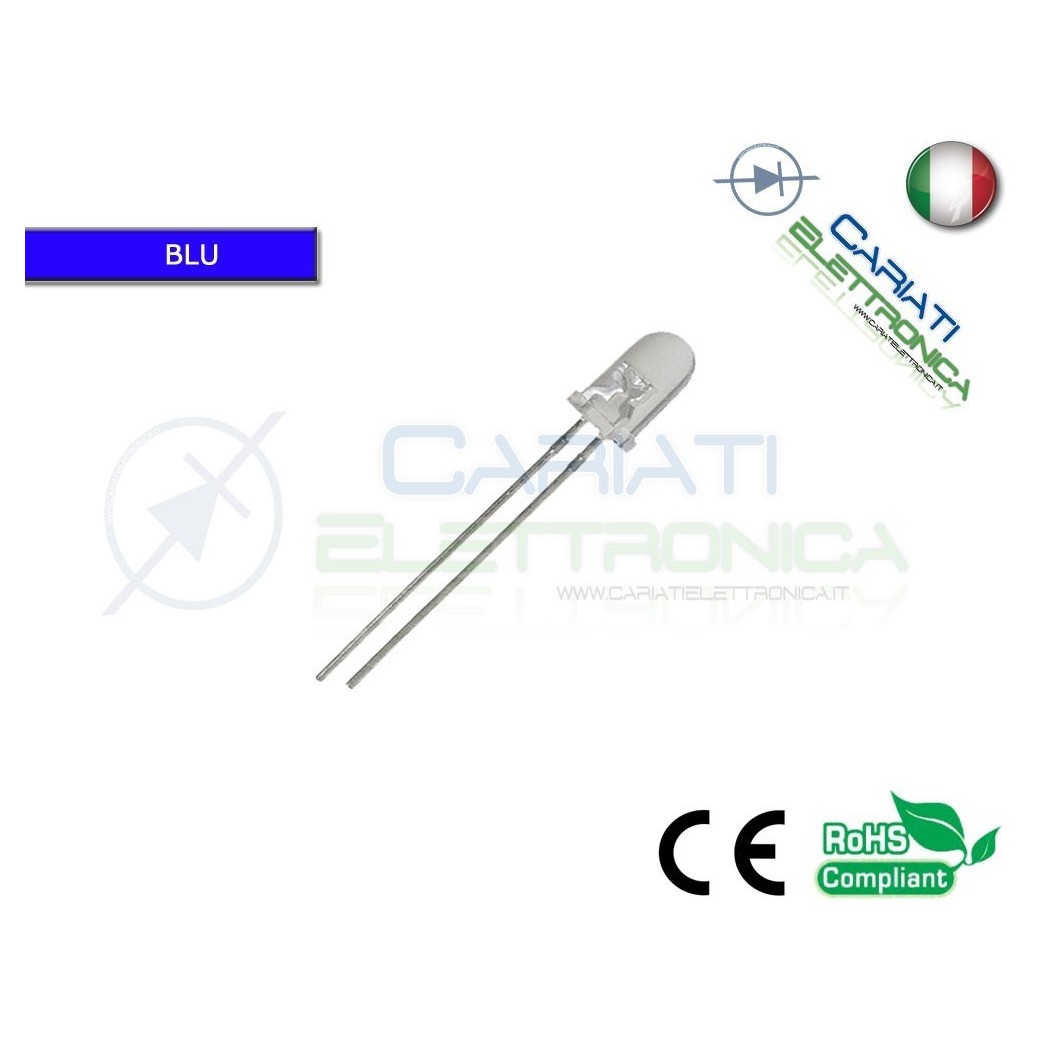 50 pz Led 5mm Blu 10000mcd alta luminosità