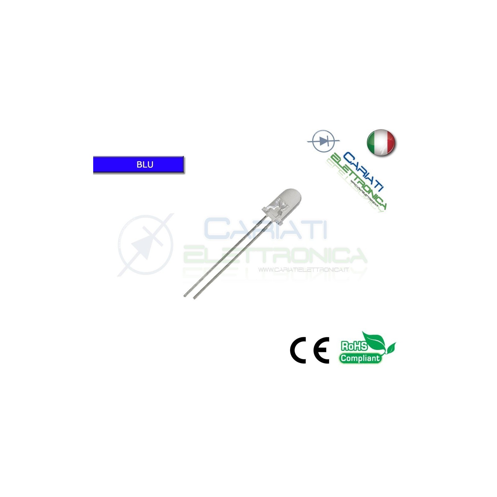 500 pz Led 5mm Blu 10000mcd alta luminosità