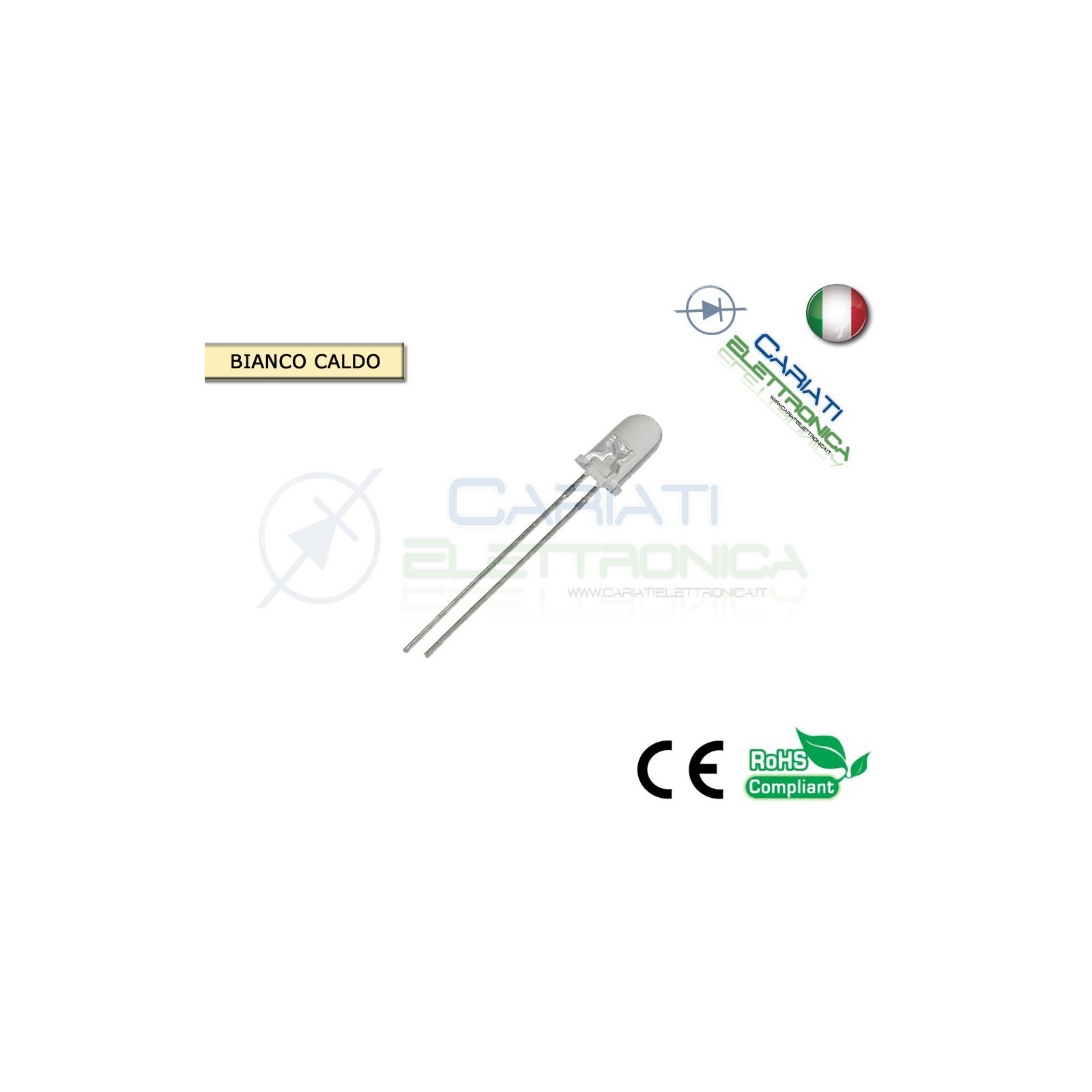 20 pz Led 5mm Bianchi Bianco Caldo 18000mcd
