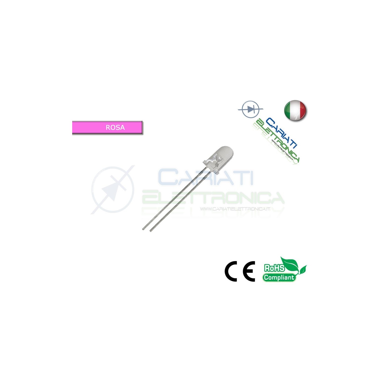 10 pz Led 5mm Rosa Pink 8000mcd alta luminosità