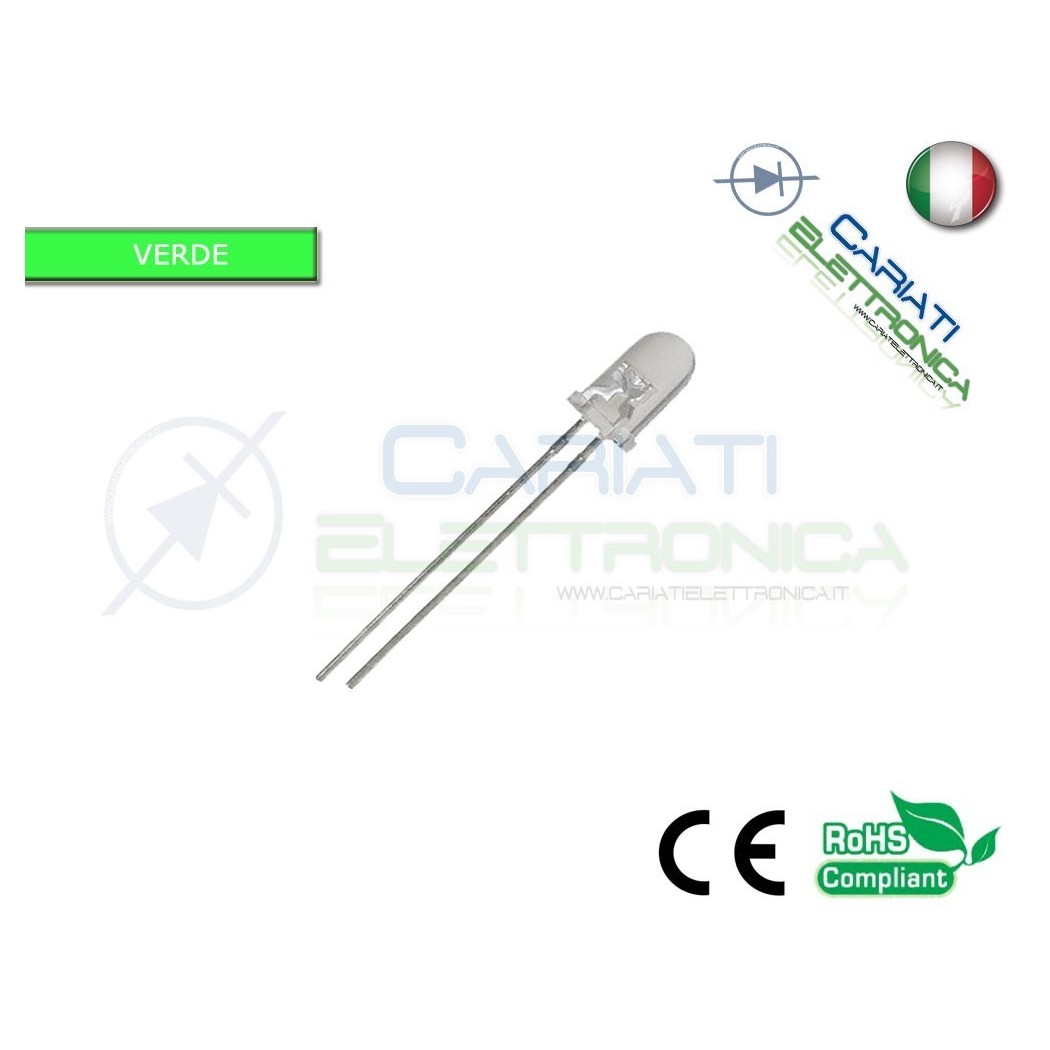 50 pz Led 5mm Verde Verdi 25000mcd alta luminosità