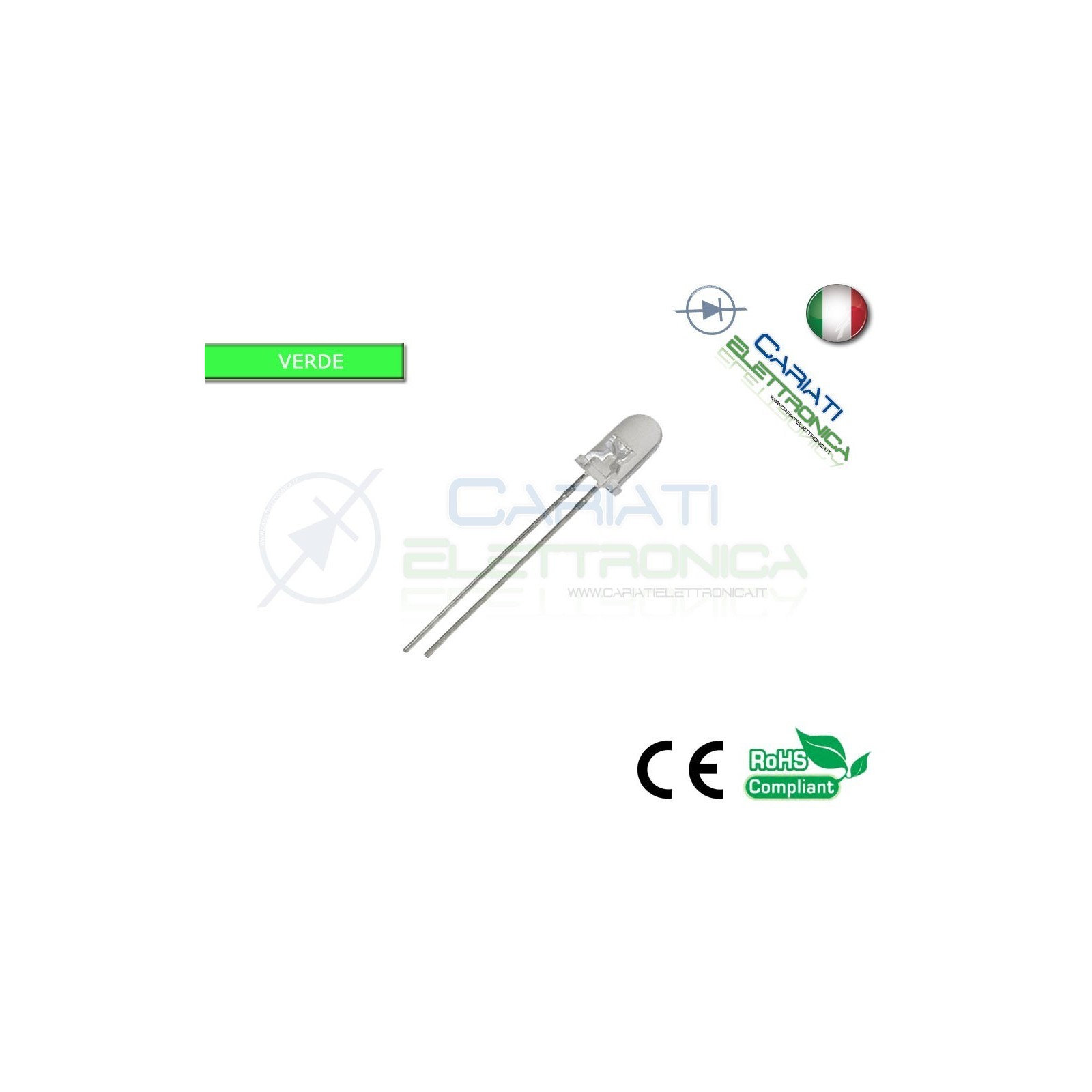 100 pz Led 5mm Verde Verdi 25000mcd alta luminosità