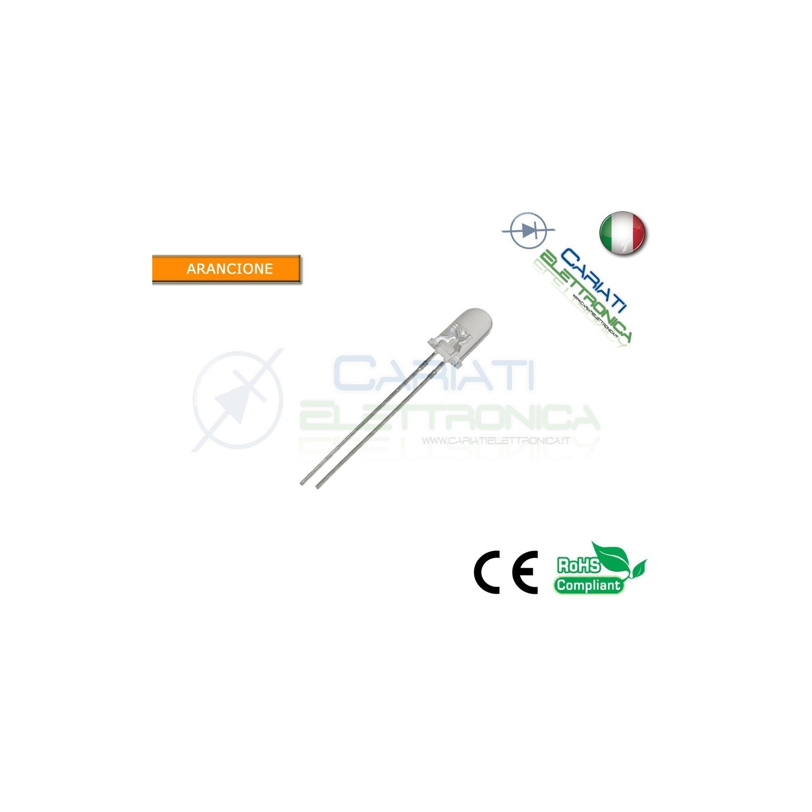 20 pz Led 5mm Arancione Arancio 8000mcd alta luminostità