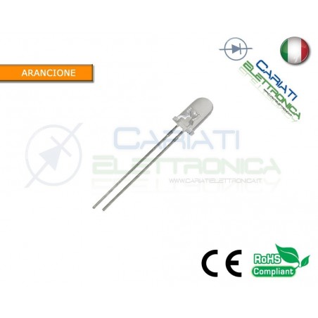 20 pz Led 5mm Arancione Arancio 8000mcd alta luminostità