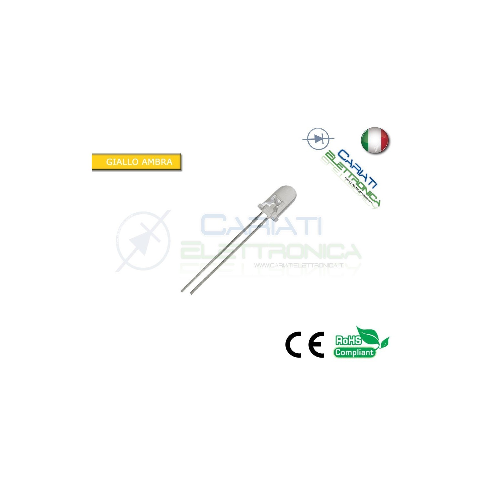 100 pz Led 5mm Giallo Gialli 8000mcd alta luminostità
