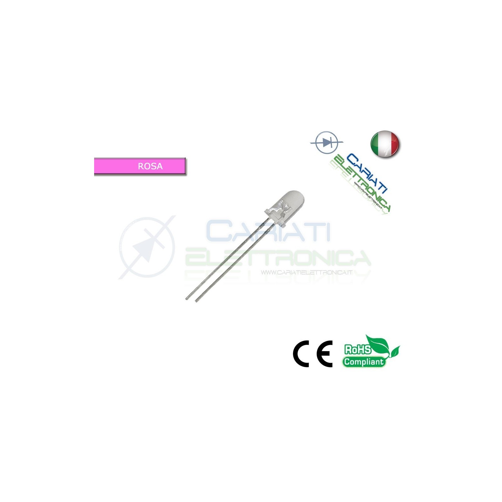 20 pz Led 5mm Rosa Pink 8000mcd alta luminosità