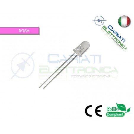 500 pz Led 5mm Rosa Pink 8000mcd alta luminosità