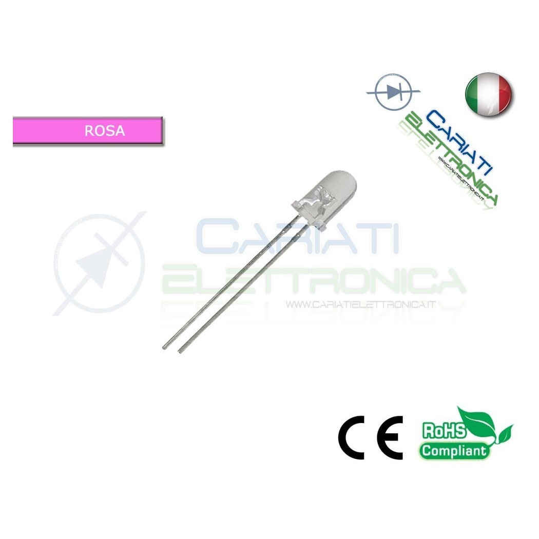 1000 pz Led 5mm Rosa Pink 8000mcd alta luminosità