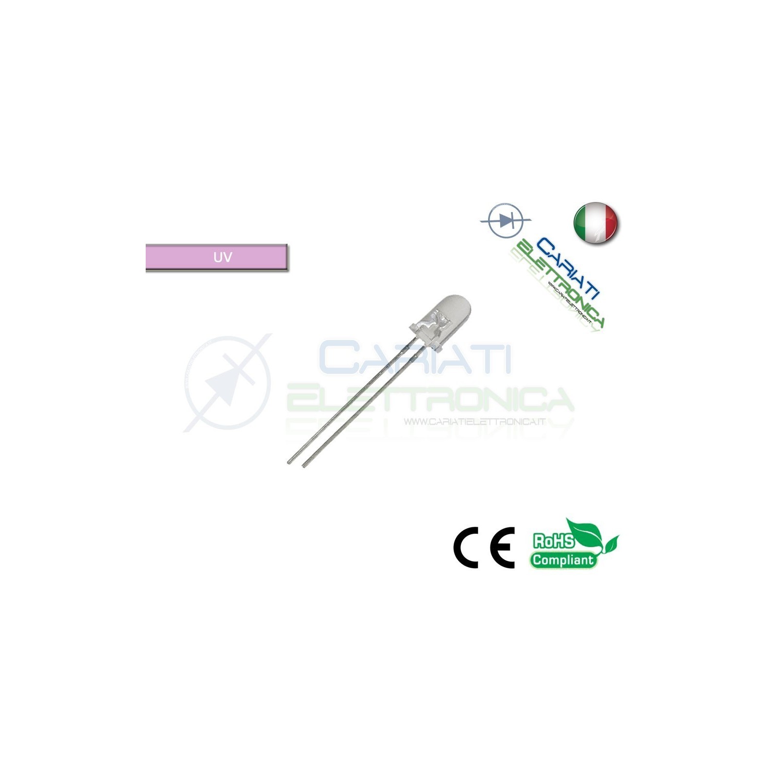 500 pz Led 5mm UV Ultravioletto 3000 mcd alta luminosità