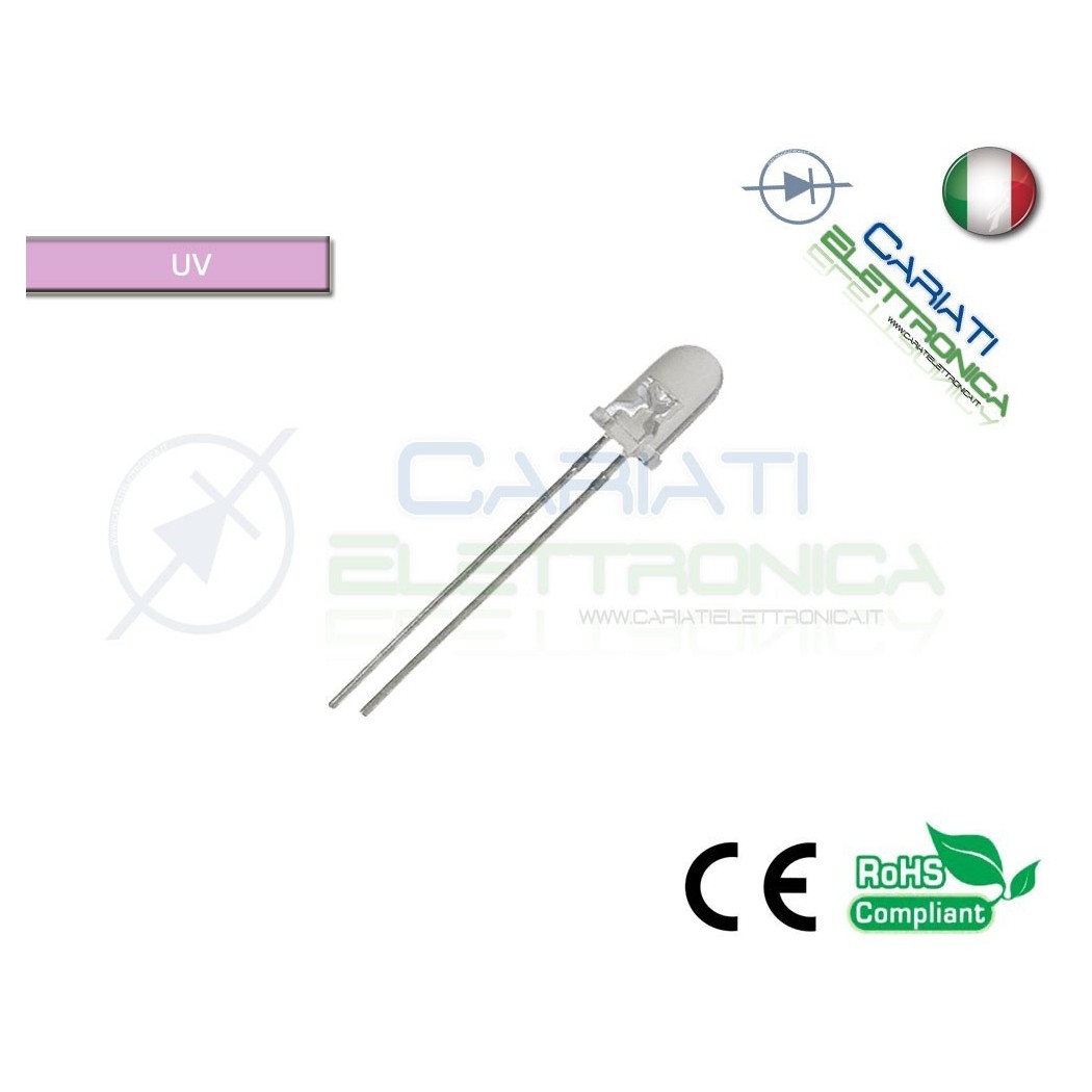 500 pz Led 5mm UV Ultravioletto 3000 mcd alta luminosità