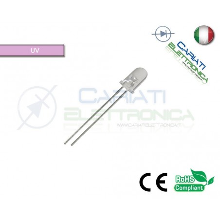 500 pz Led 5mm UV Ultravioletto 3000 mcd alta luminosità