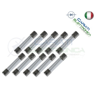 10 PEZZI FUSIBILI FUSIBILE IN VETRO 6X30 RAPIDI 0.5AGenerico