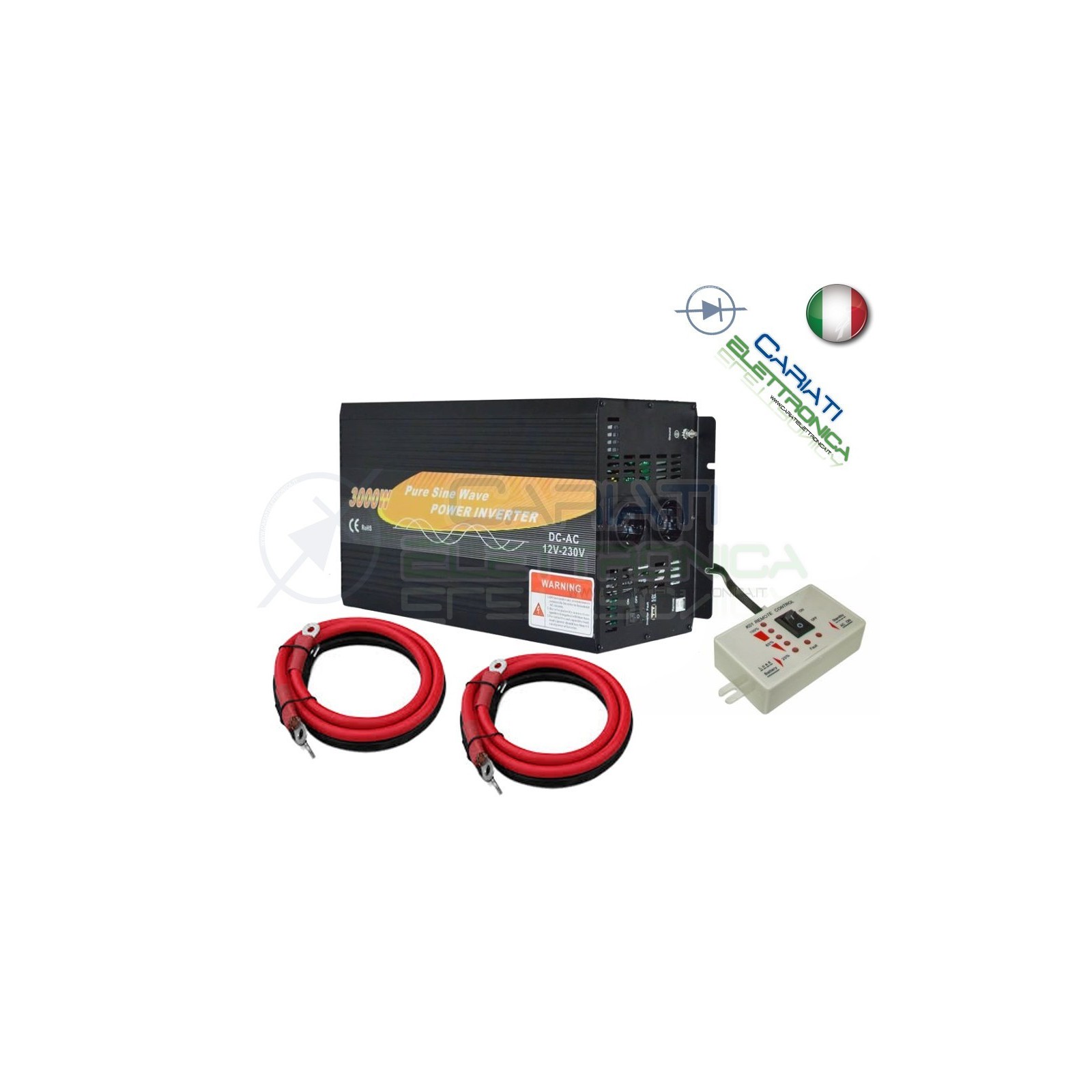 POWER INVERTER 3000W MAX 6000W WATT ONDA SINUSOIDALE PURA 12V DC 230V