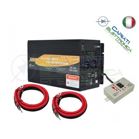 POWER INVERTER 3000W MAX 6000W WATT ONDA SINUSOIDALE PURA 12V DC 230V