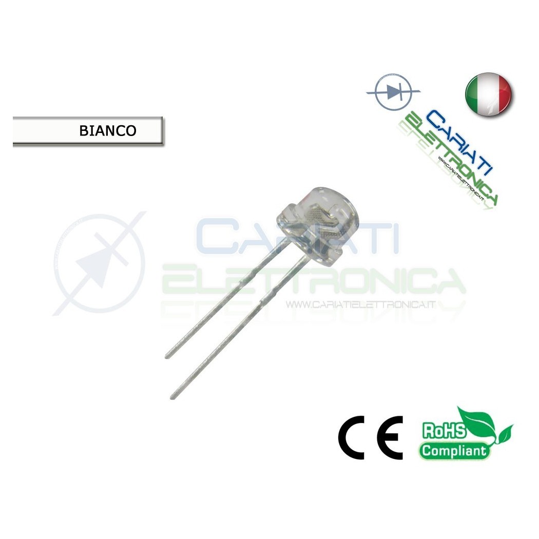 10 pz Led 5mm 130° BIANCO FREDDO 6000mcd alta luminosità