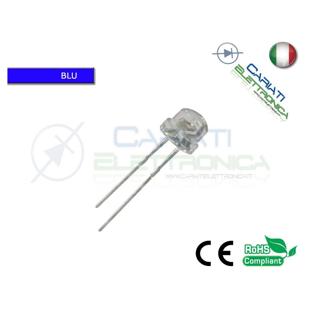 10 pz Led 5mm 130 ° BLU 2000mcd alta luminosità
