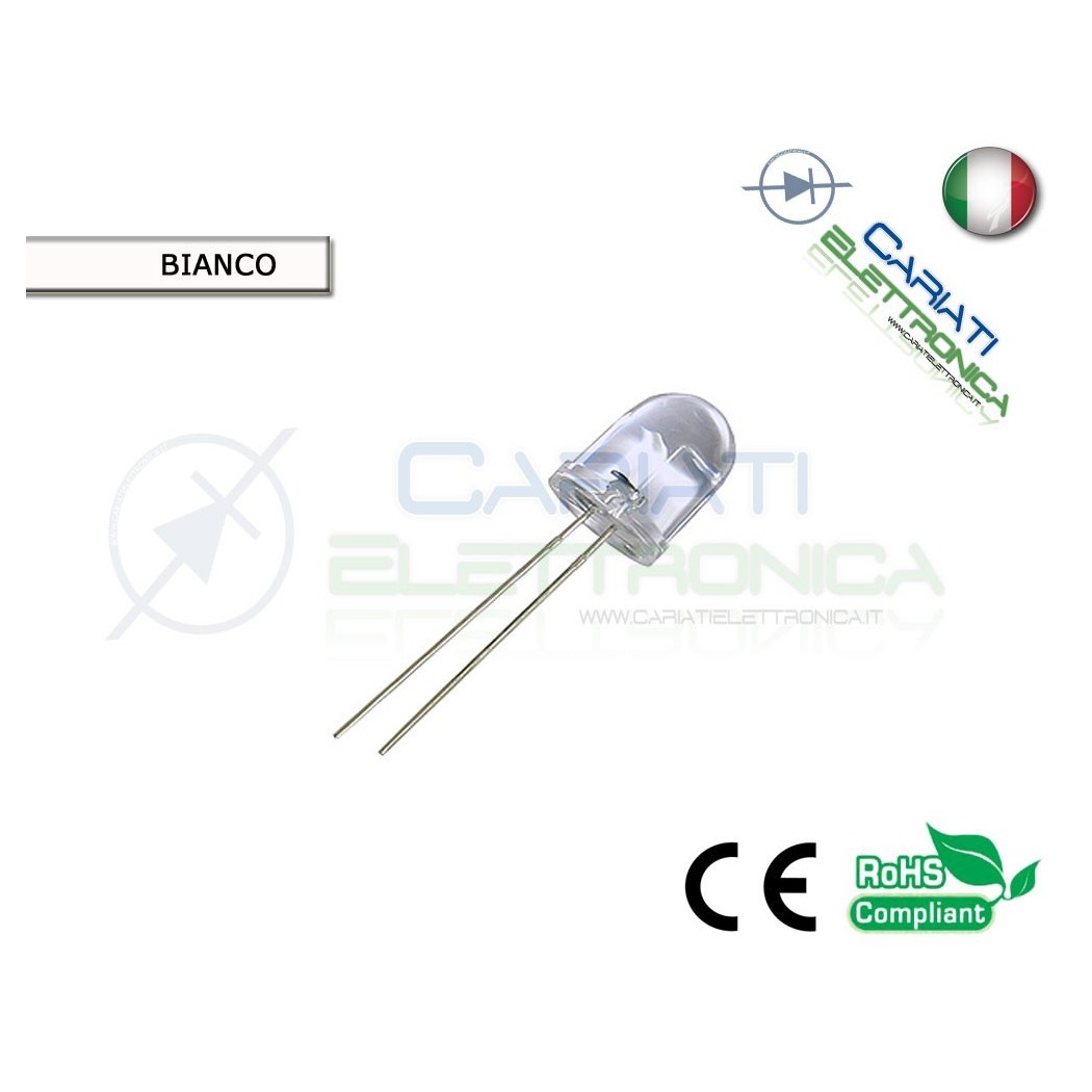 10 pz LED 10mm BIANCHI 20000mcd WHITE SUPERBRIGHT