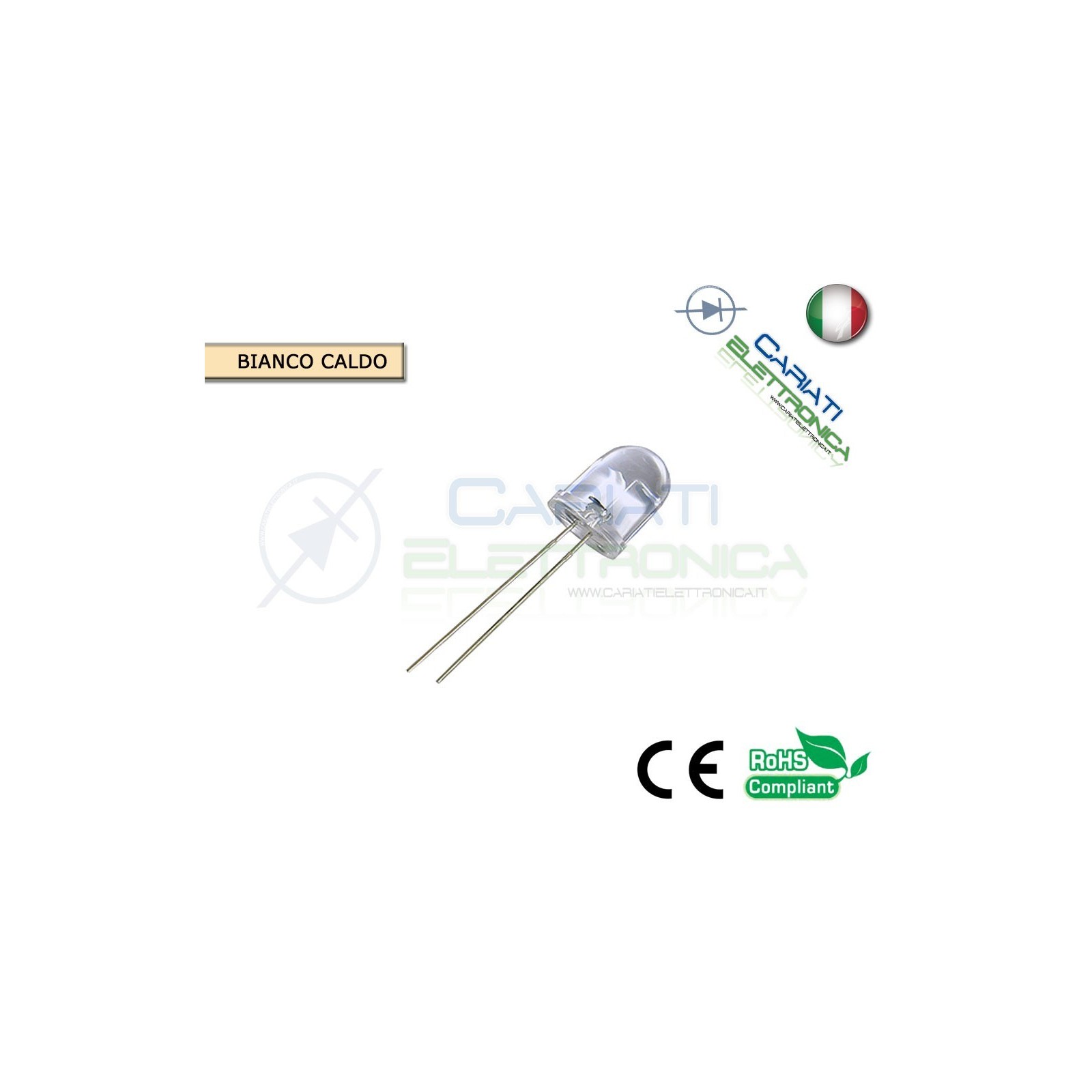 10 pz Led 10MM BIANCO CALDO 18000 mcd alta luminosità