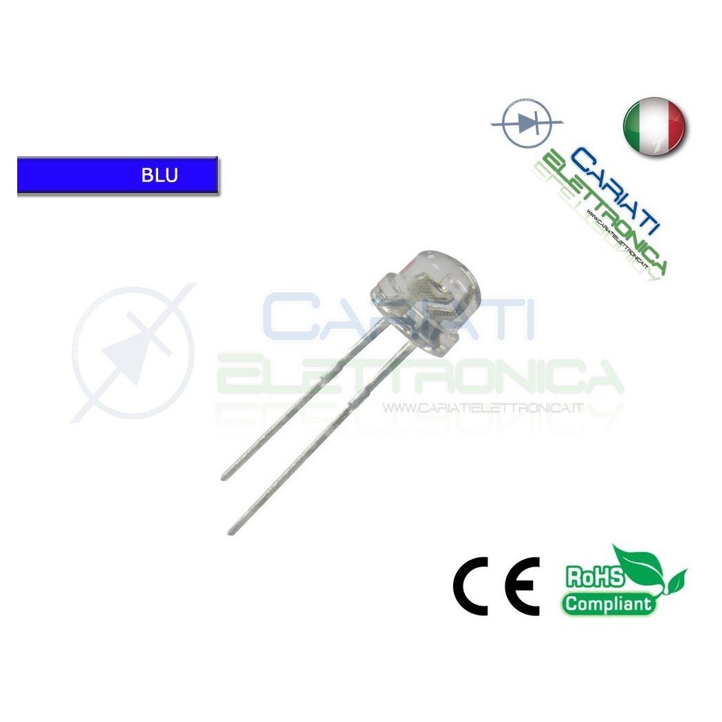 20 pz Led 5mm 130 ° BLU 2000mcd alta luminosità