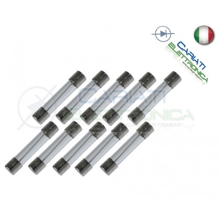 10 PEZZI FUSIBILI FUSIBILE IN VETRO 6X30 RAPIDI 6A