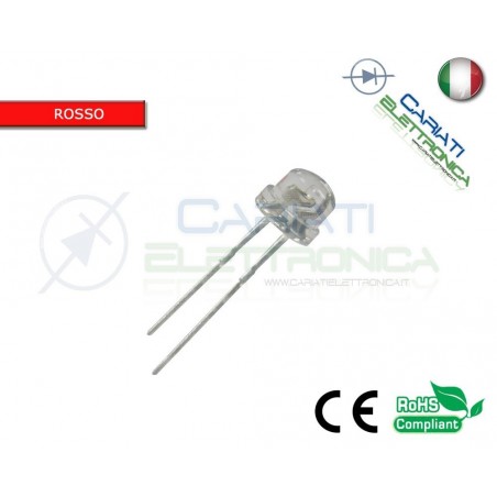 50 pz Led 5mm 130° ROSSI ROSSO 2000mcd alta luminosità