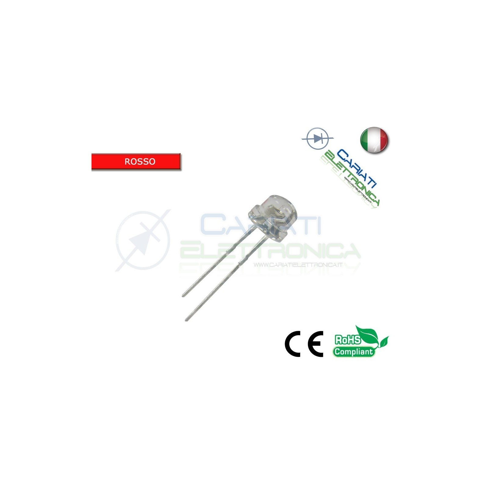 1000 pz Led 5mm 130° ROSSI ROSSO 2000mcd alta luminosità