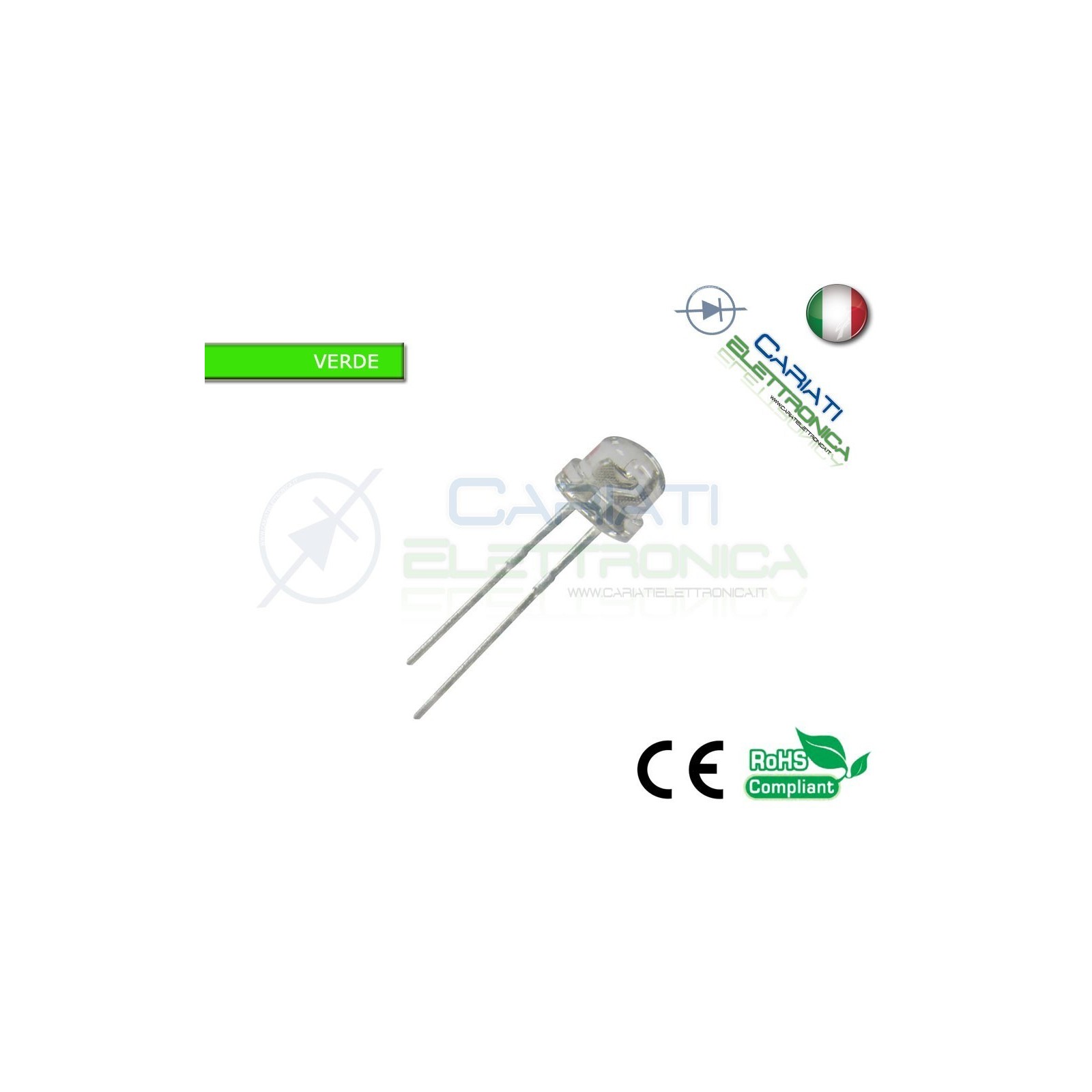20 pz Led 5mm 130° VERDI VERDE 4000mcd alta luminosità
