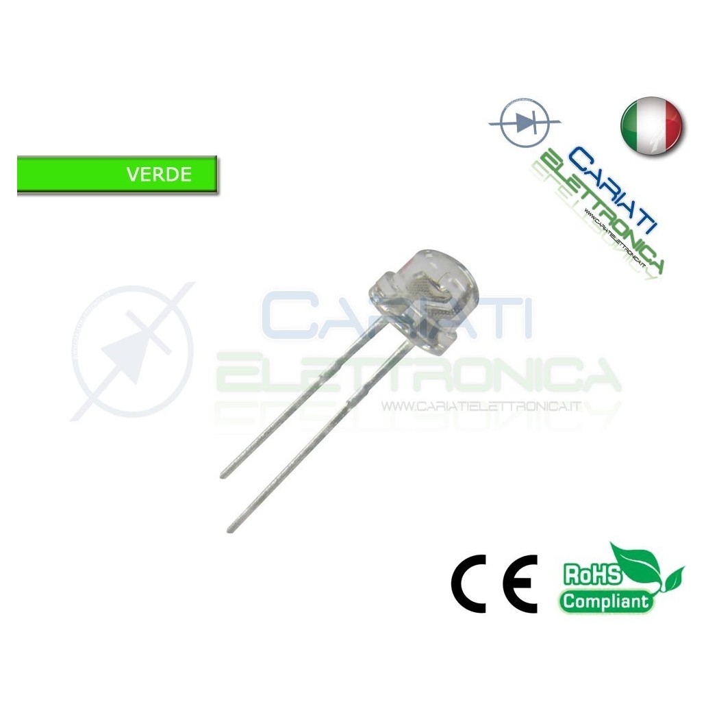 50 pz Led 5mm 130° VERDI VERDE 4000mcd alta luminosità
