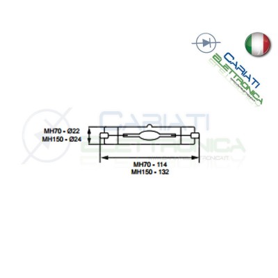 Lampada agli alogenuri metallici RX7S 3000K 70W 230V