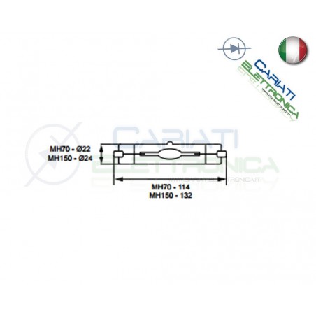 Lampada agli alogenuri metallici RX7S 3000K 70W 230V