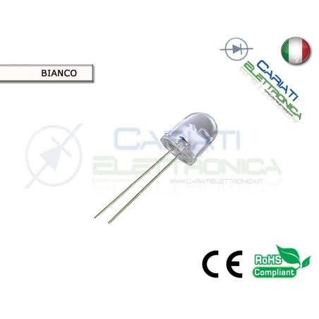 50 pz LED 10mm BIANCHI 20000mcd WHITE SUPERBRIGHT