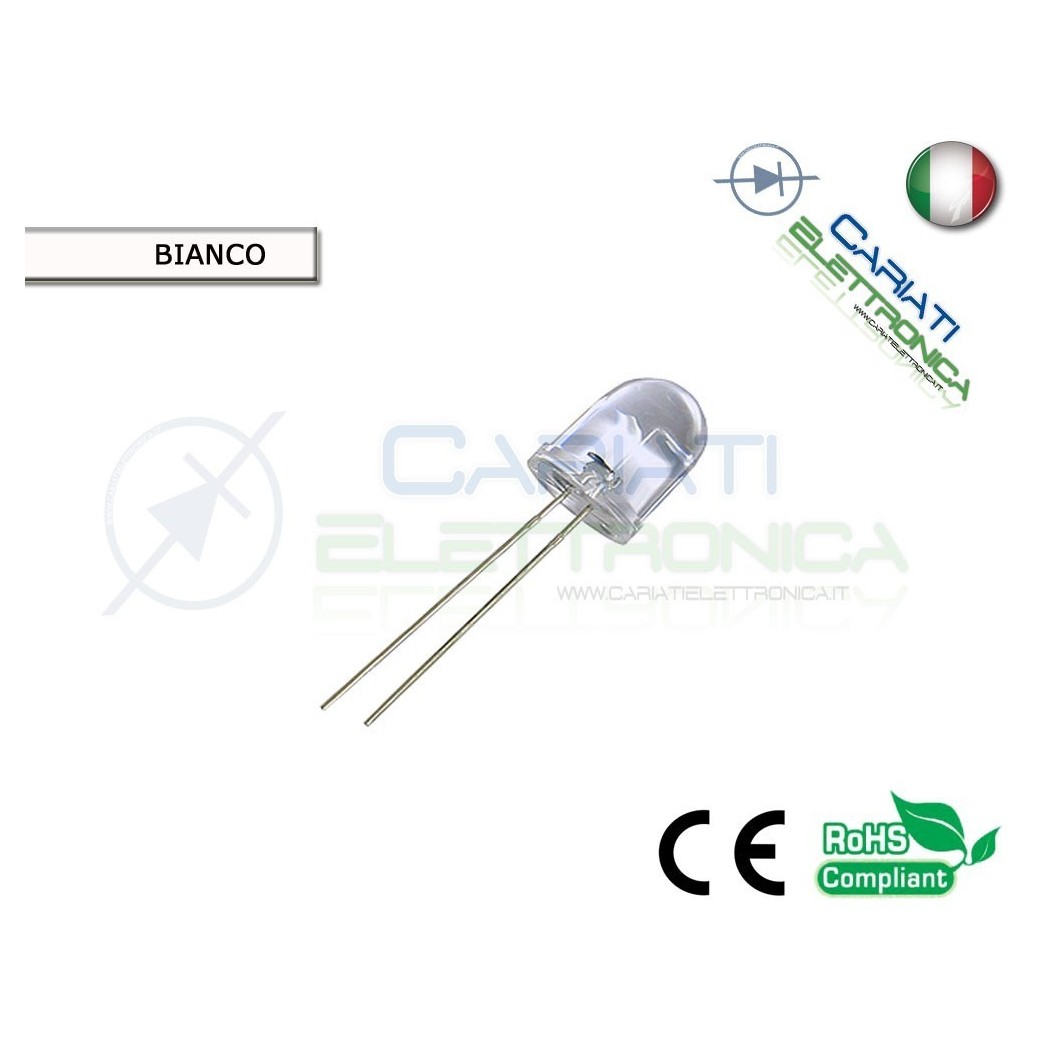1000 pz LED 10mm BIANCHI 20000mcd WHITE SUPERBRIGHT