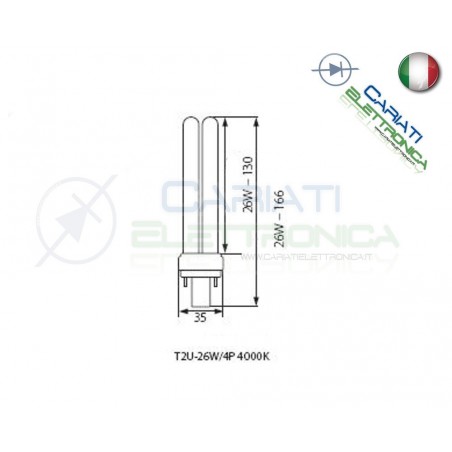 Lampada Lampadina 4pin G24Q G24 T2U a Risparmio Energetico 26w 4000K
