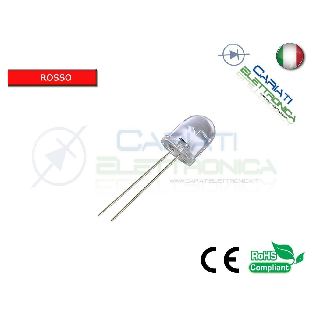 10 pz LED 10mm ROSSI ROSSO SUPERBRIGHT 10000mcd alta luminosità