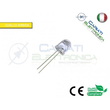 10 pz led 10mm Giallo Ambra 5000 mcd alta luminosità
