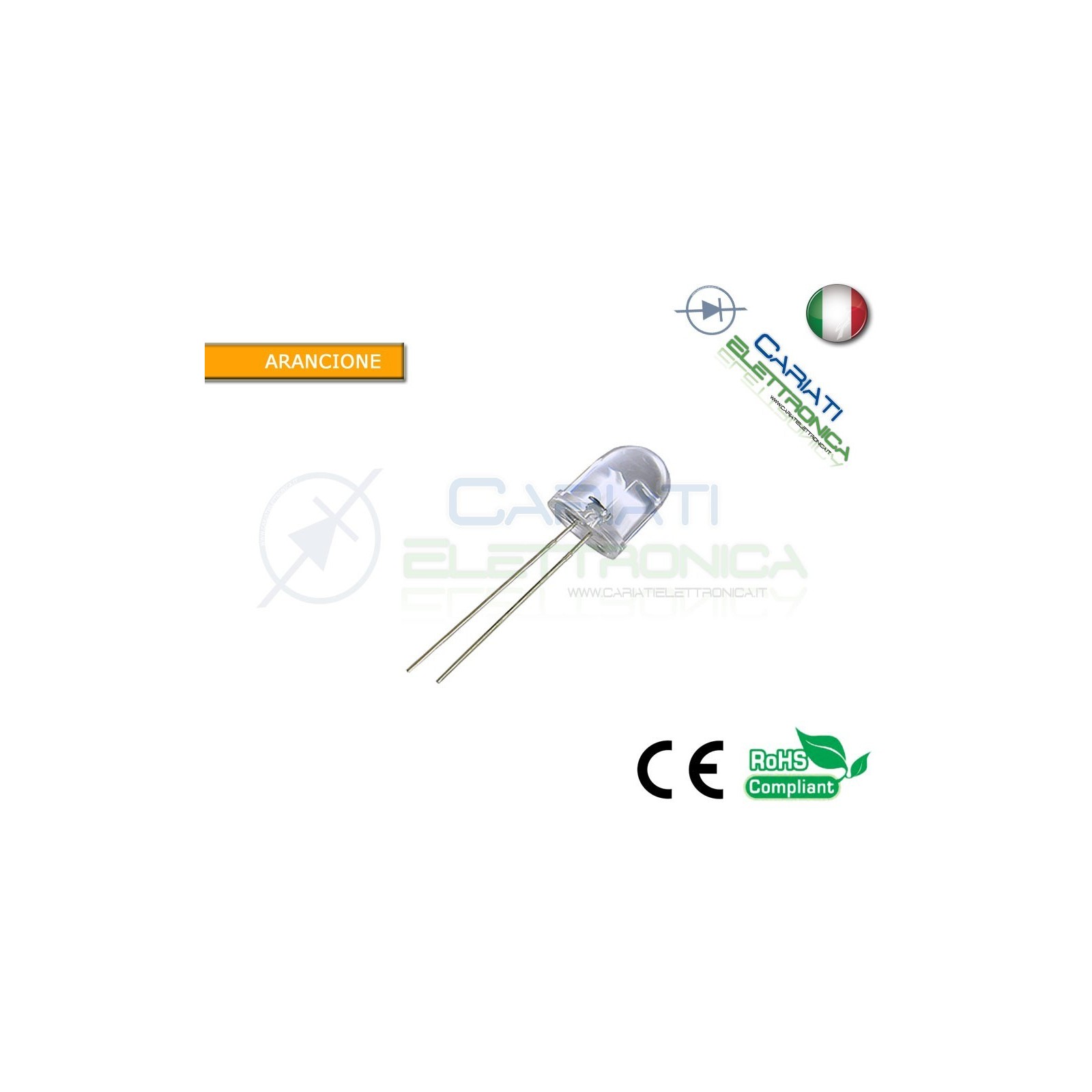 50 pz Led 10mm Arancione 10000mcd alta luminosità