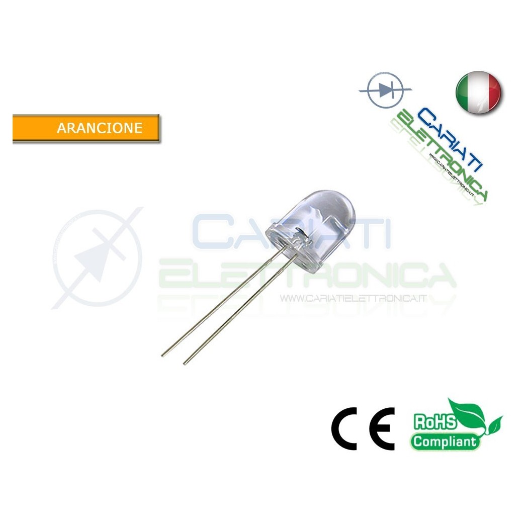 500 pz Led 10mm Arancione 10000mcd alta luminosità